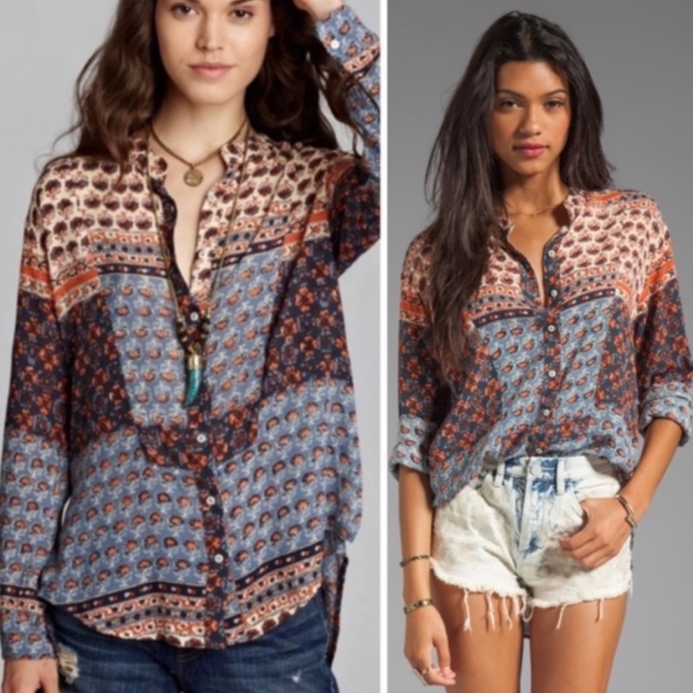 Free People | Caravan Patchwork Buttoned Blouse - image 2